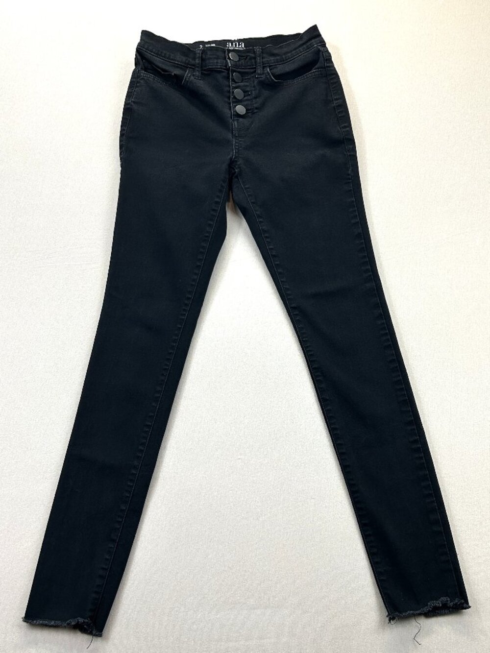 a.n.a New Approach Jeans Womens Sz 2 Black Denim High Rise Jegging Button Fly